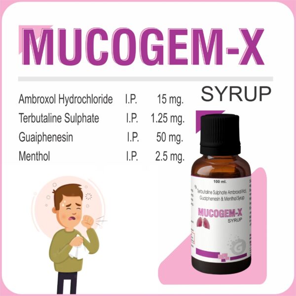 Ambroxol 15mg.+Terbutaline 1.25mg+ Guaiphenesin 50mg + Menthol 1mg